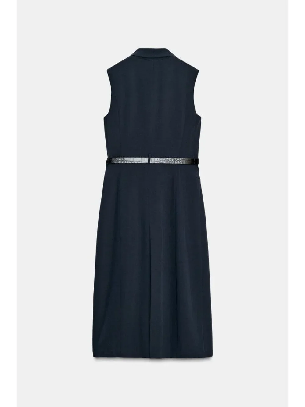 Zara Womens Waistcoat Long Vest Small Navy Blue Belted Blazer 8899/537 NWT